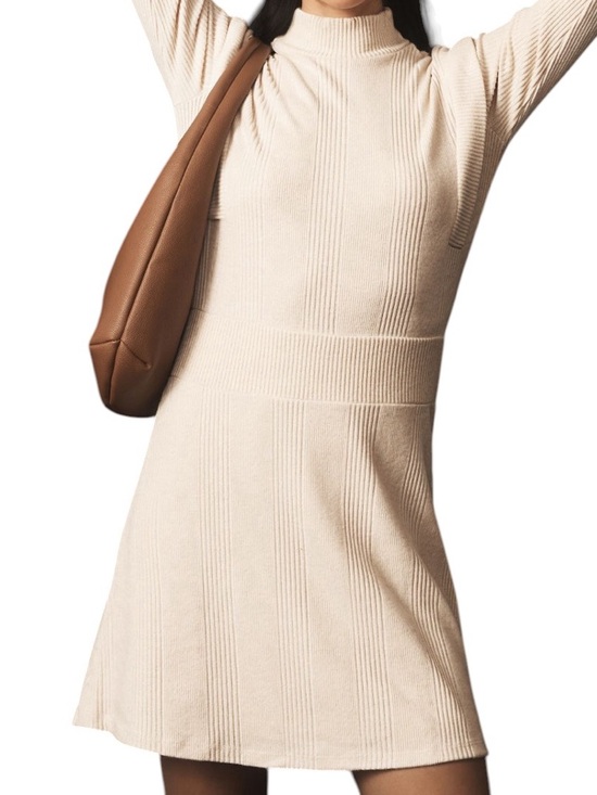 Anthropologie Dresses & Skirts - NWT Maeve by Anthropologie Strong Shoulder Ribbed Sweater Dress Ivory Size XXS